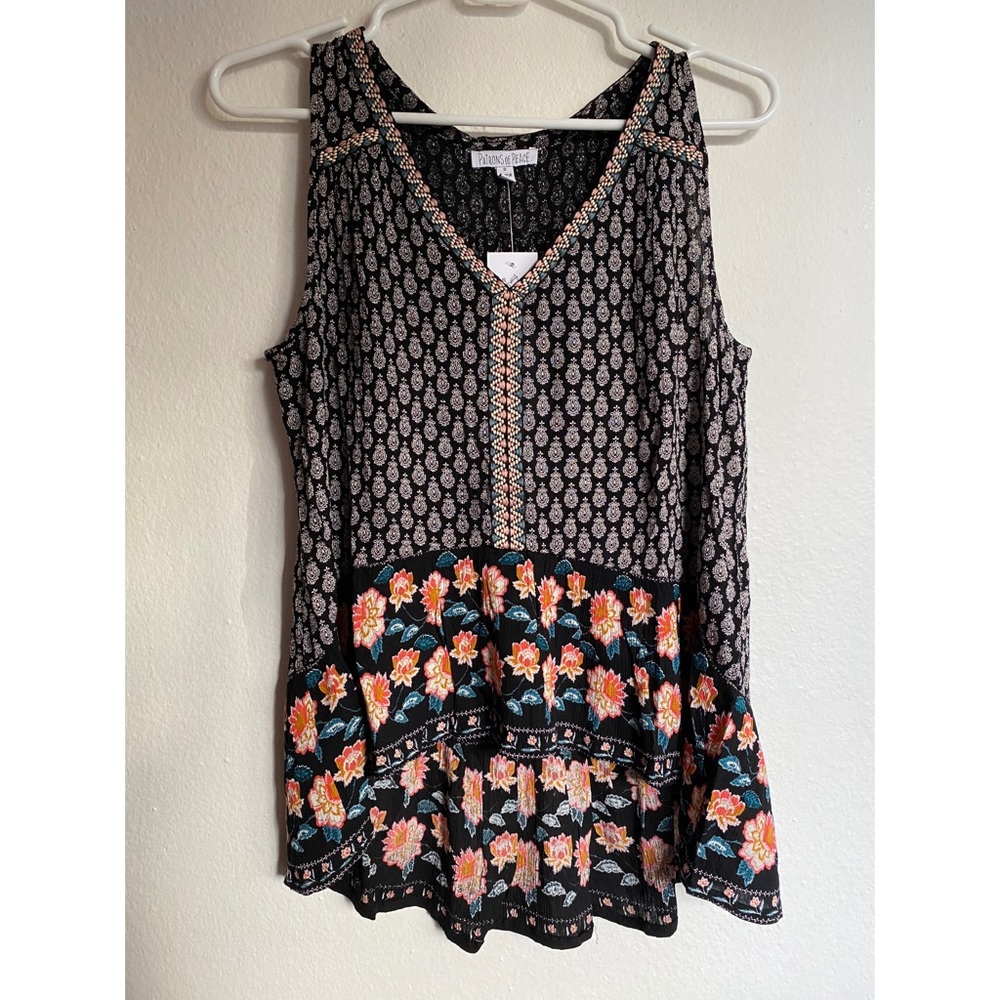 Patrons of Peace Floral Hi-Low Tank Top